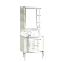 Armoire moderne étanche en pvc avec double évier, armoire à lavabo rotative en acrylique, miroir de salle de bains, style français