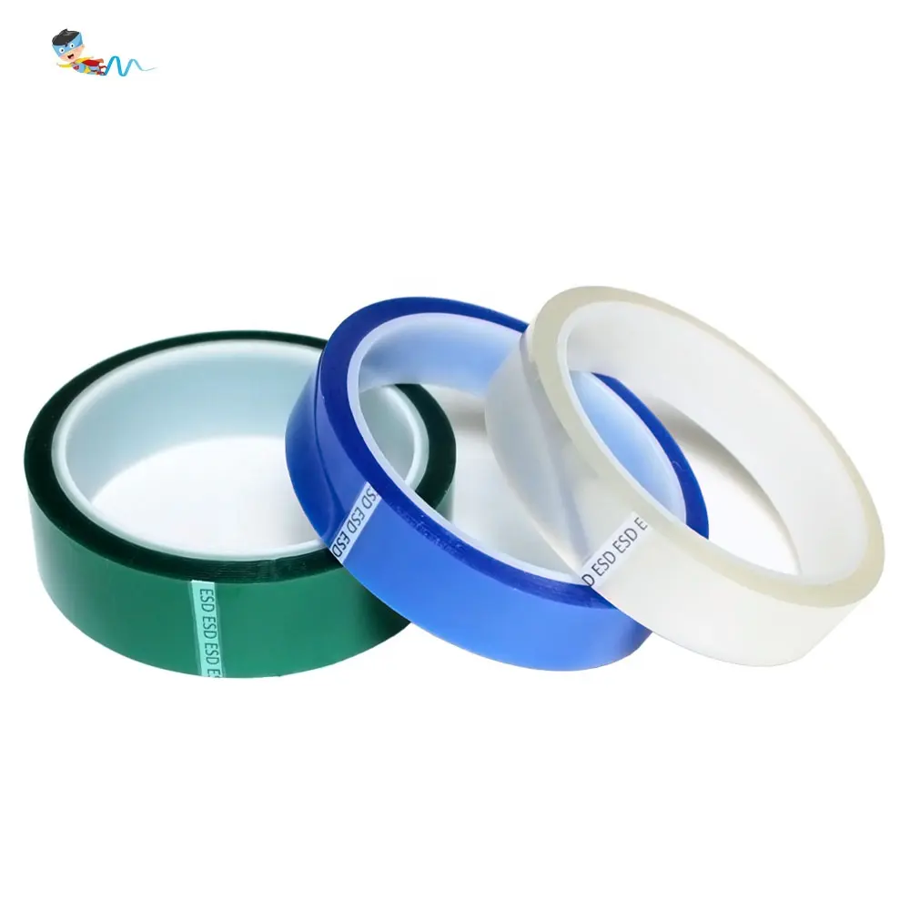Hochtemperatur grün klar durchsichtig blaue Farbe niedrig-static antistatisch ESD Polyester-PET-Folie mit Silikon-Klebstoff selbstklebbares Band