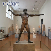Grande sculpture moderne en métal, style romain grec, statue de Zeus en bronze