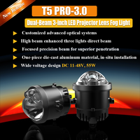 Projecteur LED 3 pouces 55W avec lentille, feux de brouillard, faisceau Hi/Lo, kits de rétrofit H8 H11 9005 9006, feux de route LED pour voiture, camion, remorque, pick-up