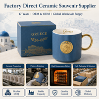 Tasses en céramique souvenirs de Grèce, Europe, cadeau touristique personnalisé, nouvelle tasse en porcelaine fine avec motif Acropole, boîte, fournisseur en gros OEM ODM