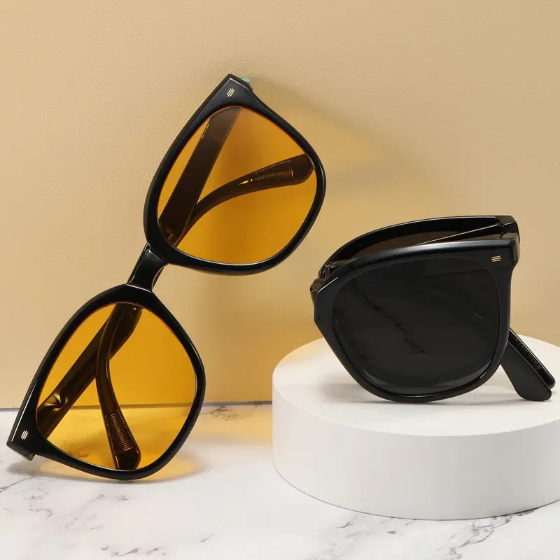 신제품 휴대 하기 쉬운 포켓 금속 라운드 접이식 편광 럭셔리 하이 퀄리티 안경 2024 선글라스 2024