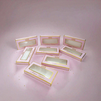 Boîte à cils rigide personnalisée avec logo, papier couché mat 250/300 g/m², fenêtre transparente, taille sur mesure, recyclable, rose cosmétique