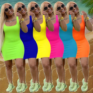 Vestidos casuales de satén sin mangas para mujer Color sólido Verano <span class=keywords><strong>Maxi</strong></span> con cintura imperio Transpirable Lavable Frontal Impresión digital - Product Image 2