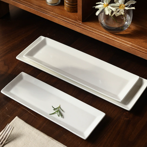 Square <b>Corner</b> Long White Ceramic Plate Multi Size Stackable Sushi Dessert Appetizer Dish Hotel Restaurant Custom Logo Bulk Sale - Product Image 6