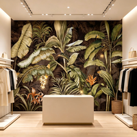 Papier peint mural vintage à motifs de feuilles tropicales pour la décoration du salon, de la chambre à coucher, du restaurant, du magasin, du café, papier peint botanique sombre à thème jungle