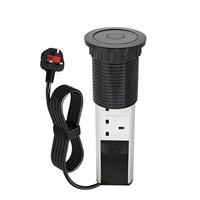 Prise de courant escamotable ABS sans fil pour cuisine, bureau, table, avec chargeur intégré et prise britannique