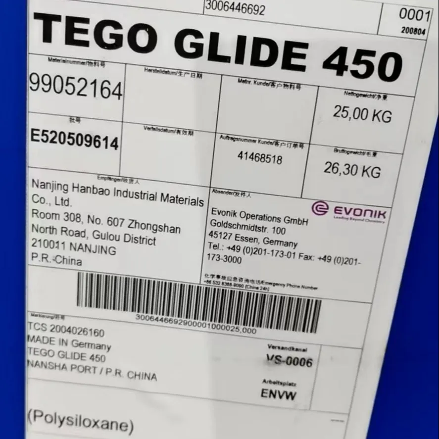 Digo TEGO-450 Выравнивающий агент Digo 450 обеспечивает отличную устойчивость к скольжению, увеличение потока, усадка, устойчивость к царапинам и износ