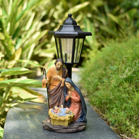 Crèche de Noël solaire en résine peinte à la main, fabriquée à la main, Scène de la Sainte Famille, modèle de lumière solaire de jardin