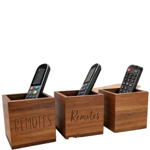 Caja de almacenamiento de madera para control remoto, organizador cuadrado sin tapa para sala de estar y escritorio - Product Image 2