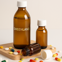 Flacon en verre brun cylindrique pour médicaments avec bouchon à vis anti-fuite, disponible en 30 ml, 60 ml, 100 ml, 125 ml, 150 ml, 200 ml, 250 ml, 300 ml, 500 ml