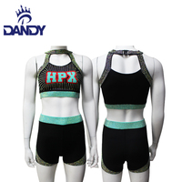 Conception imprimée fantaisie Cheerleading pratique porter logo sublimé Styles personnalisés exercice danse hauts et shorts