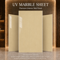 Panneau mural en PVC à grain de bois vertical beige MORLENX, feuille de marbre UV haute brillance pour projet d'intérieur commercial moderne