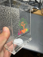 Jüdisches Judaica-Geschenk: Lucite-Aquarellblumen-Tzedakah-Box, transparente Acryl-Spendenbox, hebräische Spendenbox zur Geldsammlung