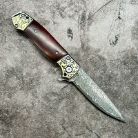 Couteau de poche EDC Bochen Damas gravé en nacre, manche en bois d'ébène, couteau pliant, cadeau pour anniversaire, mari, père, mariage
