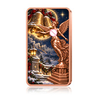 Barre de cuivre fin 999 de 1 once, motif ange ailé de Noël, en cuivre rouge, avec boîte de présentation