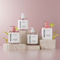 Flacon pompe cylindrique en PET de luxe, couleur personnalisée, pour shampoing, crème corporelle et crème visage, 400 ml, emballage vide pour cosmétiques