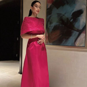 Lusso in rilievo fuxia Dubai abiti <span class=keywords><strong>da</strong></span> <span class=keywords><strong>sera</strong></span> arabica <span class=keywords><strong>da</strong></span> donna con spalle lunghe abiti <span class=keywords><strong>da</strong></span> sposa abiti <span class=keywords><strong>da</strong></span> cerimonia Sf123 - Product Image 1