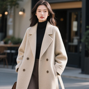 <span class=keywords><strong>Manteau</strong></span> en <span class=keywords><strong>laine</strong></span> de chameau double face sur mesure Weshallo, <span class=keywords><strong>manteau</strong></span> pour <span class=keywords><strong>femme</strong></span> de luxe surdimensionné d'automne avec ceinture, col boutonné, doublure en <span class=keywords><strong>laine</strong></span> - Product Image 6