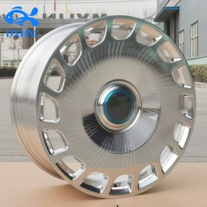 Jantes Dub Floaters Polished Silver Turbine Disc, 15 pouces, 19x8.5J, 5x112, à cinq branches, forgées, finition aérodynamique, jante en alliage de rechange - Product Image 3