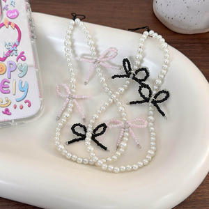 Chaîne de téléphone portable en perles mignonnes avec nœud papillon pour femmes filles étui de téléphone Anti-perte lanière suspendue sangle porte-clés <span class=keywords><strong>bijoux</strong></span> - Product Image 2