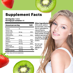 ยาเม็ดคอลลาเจนแบบเม็ดฟู่พร้อมวิตามินซีไบโอตินสำหรับบำรุงผิวเพื่อทำให้ขาวขึ้น - Product Image 3