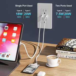 Enchufe de pared USB de diseño moderno, cargador rápido PD 20W con lista UL, receptáculo de 15A con tipo A + C para uso <span class=keywords><strong>residencial</strong></span> - Product Image 6