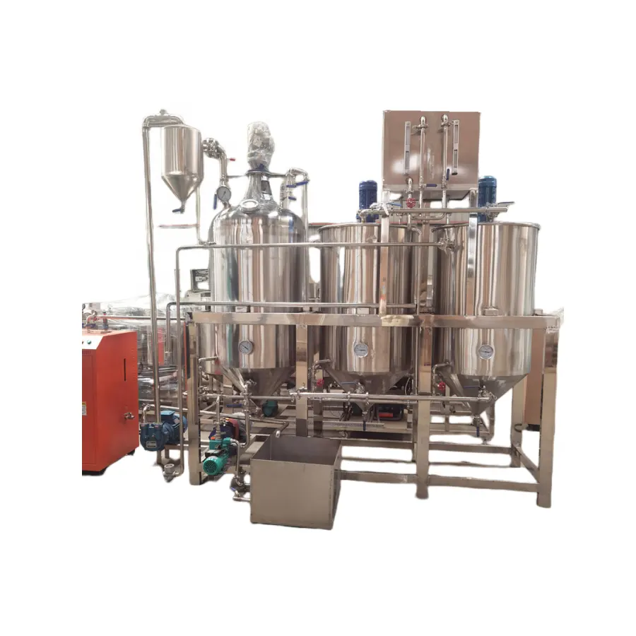 Máquina de refinación de aceite de colza de tres tanques Máquina de refinación de doble barril de aceite de lino
