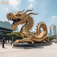 Statue de dragon chinois à revêtement métallique 3D personnalisé pour décoration extérieure de jardin de ville Grand revêtement en acier inoxydable Sculpture Golden Loong