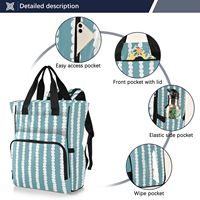 Hawaiianischer Blauer Kronen-Blumendruck Maßgefertigter Isolierter Reiserucksack mit Wasserdichter Tasche für Frauen mit Gepäckgurten