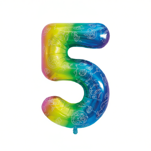 Globo de aluminio de 1M con gráficos impresos a doble cara, diseño de fiesta, amor, número 5, para cumpleaños infantiles - Product Image 1