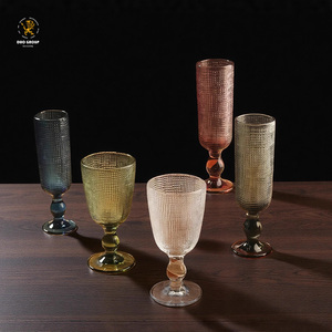 Coppette per Gelato in Vetro Colorato Vintage con Rete Texturizzata, Resistenti al Calore, Personalizzabili all'Ingrosso - Product Image 1