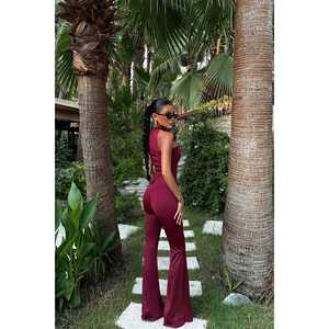 Mono de cintura alta color burdeos con detalle de ventana, ODM, informal, para gimnasio, talla XS, para verano - Product Image 1