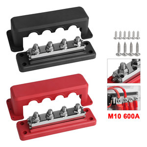 บัสบาร์ 600A M10 4 ช่อง สีแดงดำ สำหรับแท่นชาร์จ ทองแดงชุบนิกเกิล - Product Image 2