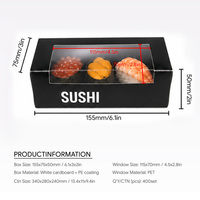 Boîte à sushi jetable personnalisée avec fenêtre, mini boîte à sushi à emporter, emballage en papier pour boîte à sushi