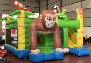 Liên minh bền <span class=keywords><strong>Inflatable</strong></span> lâu đài bouncy Khỉ đột nhảy lâu đài và trượt <span class=keywords><strong>Inflatable</strong></span> động vật bouncers đa chơi Safari rừng - Product Image 3