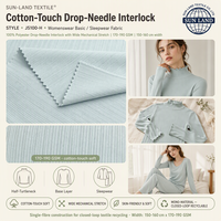 Chemises de nuit et sous-vêtements pour femme à manches longues en tissu uni 100 % polyester interlock à maille lâche