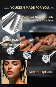 Piercing per Orecchio in Titanio Grado Impiantabile Lotus con Zircone, Regalo di Nozze per Bambini, <span class=keywords><strong>Gioielli</strong></span> per Piercing Industriale - Product Image 4