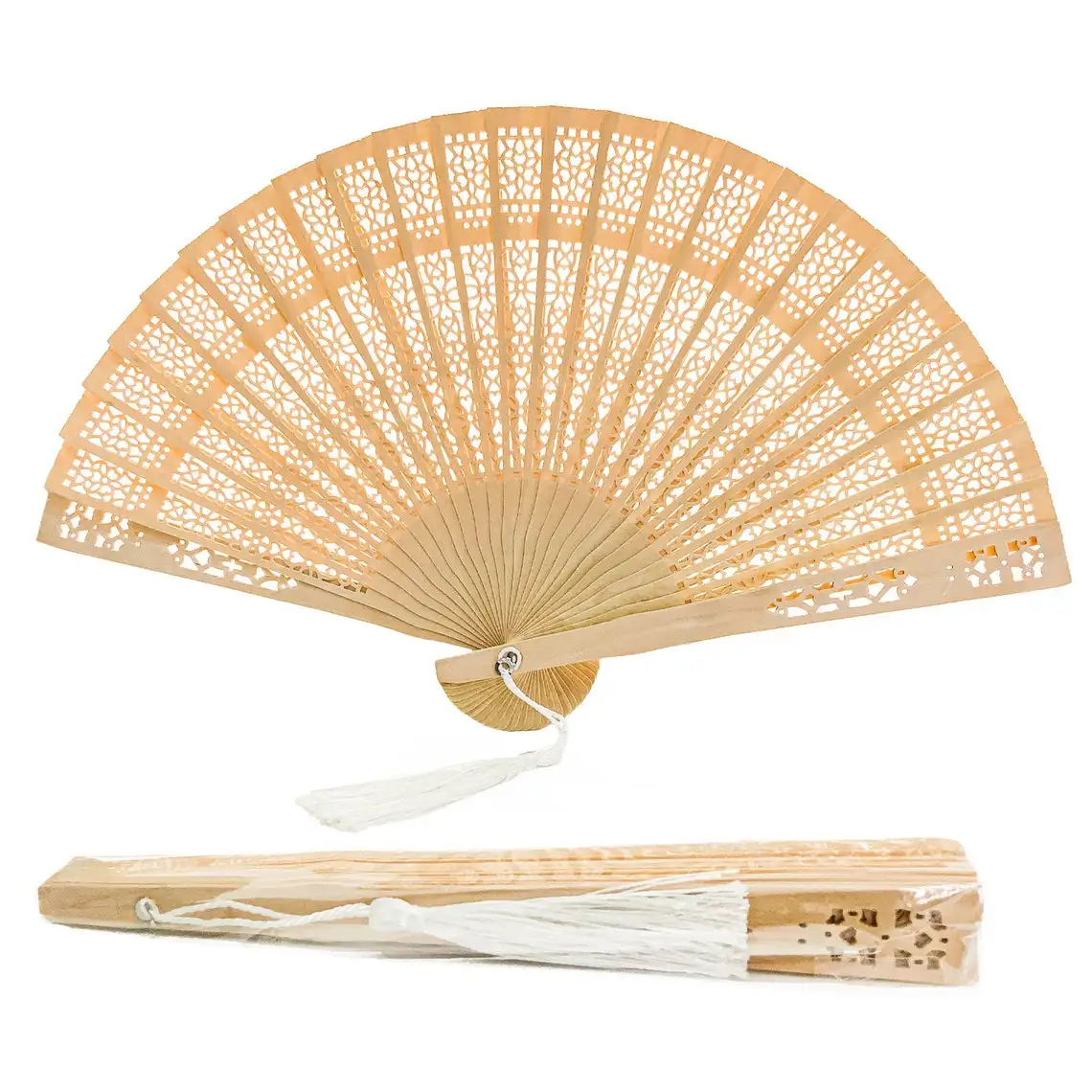 Hoge Kwaliteit Houten Hand Fans Houten Stijl Fan Met Een Kwastje Holle-Out Hand Held Fan Met Beste Prijzen