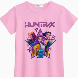 Camiseta Corta de Moda KPOP Devil Hunter, Camiseta de Manga Corta, Suéter de Punto Liso 100% Algodón - Product Image 1