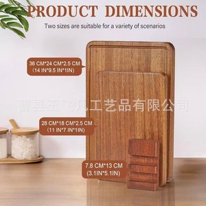 Acacia <b>Wood</b> Cutting Board 2.5cm Thick Anti Slip Handle Easy Clean Rectangle Chopping <b>Block</b> - Product Image 3