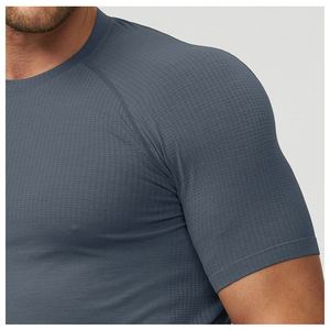 Ropa Deportiva para Hombre, Camiseta Deportiva Elástica de Manga Corta, Estilo Urbano, Cómoda, Cuello Redondo Personalizado, Sin Costuras, de Alta Calidad - Product Image 5