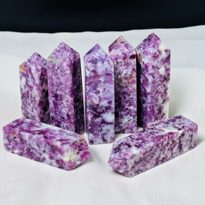 Tour en cristal naturel en gros, pointe de mica violet, obélisque de lépidolite, pierre précieuse en vrac pour l'artisanat et la décoration intérieure - Product Image 1