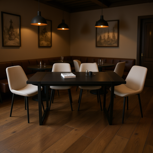 Ensemble de table à manger rectangulaire moderne en MDF de 59 pouces avec structure en métal et chaises en daim pour cuisine et restaurant - Product Image 2