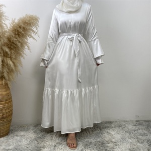 6789#B Fashion 2024 High Quality Thin Satin Muslim Clothing Hot Summer Long <b>Dress</b> With Diamond - Product Image 3