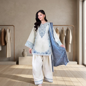Nouveau TENNECY – Ensemble Salwar Farshi pour femme, idéal pour les soirées, en rayonne satinée, avec broderies réversibles et bordure fantaisie en dentelle GPU - Product Image 1