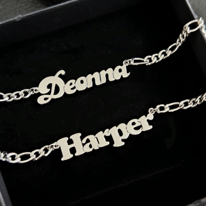 Cadena Figaro de Acero Inoxidable Qiuhan con Oro de 18k para <span class=keywords><strong>Amigos</strong></span>, Regalo del Día de la Madre, Collar con Nombre Personalizado con Letras Individuales - Product Image 3