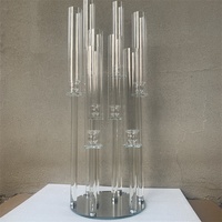 O-236 OEM dekorasi pernikahan tempat lilin kristal transparan tinggi tabung kaca tempat lilin centerpiece tempat lilin