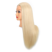 Tête de mannequin en cheveux humains 100% blonds de 20 pouces pour la pratique de la coloration, tête d'entraînement professionnelle pour la coiffure en salon