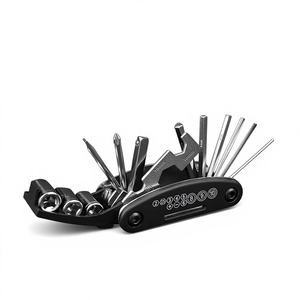 ชุดเครื่องมือซ่อมจักรยาน 16-in-1 มัลติทูล พร้อมที่งัดยาง ประแจหกเหลี่ยม ประแจซี่ลวด ดีไซน์พับได้ พกพาสะดวก ชุดซ่อมขนาดเล็ก สีดำ - Product Image 1
